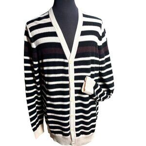 Vtg. Sean John Mens Cardigan Size 2XLT White Black  Burgundy Button Down Sweater